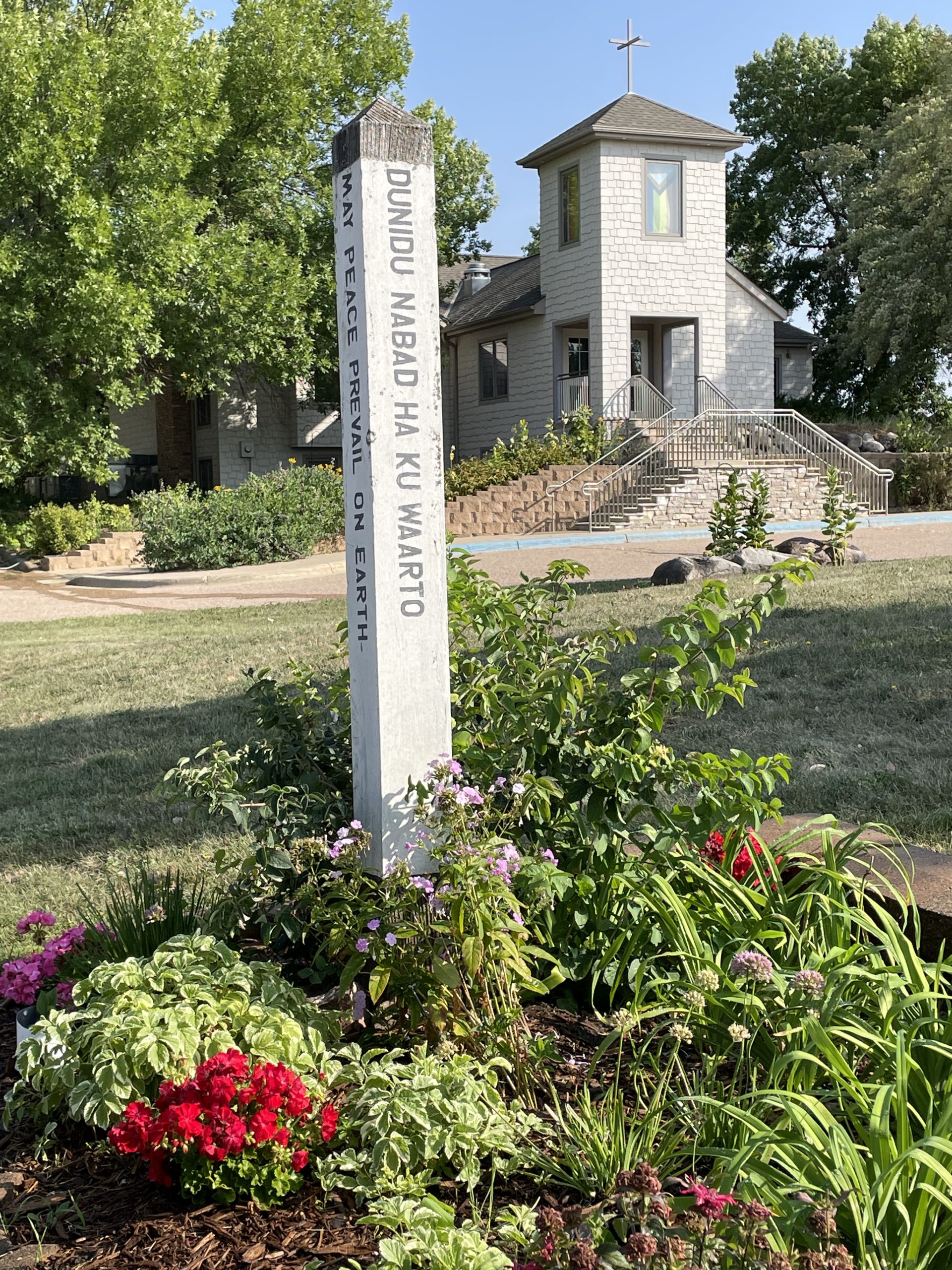 Peace Garden with church building in background